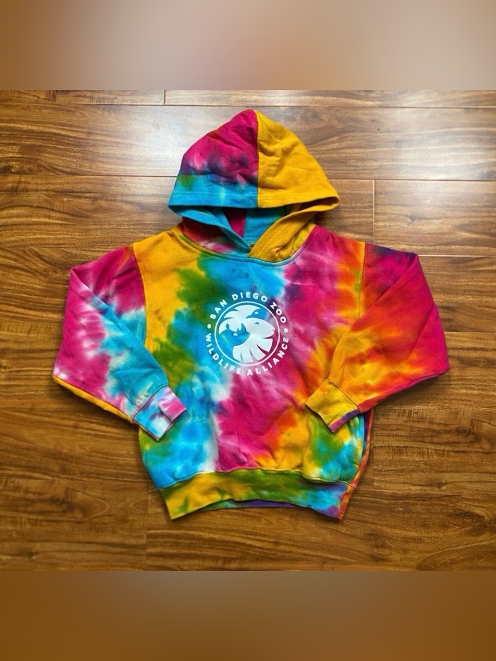 MV Sport Kids Multicolor Tie Dye San Diego Zoo Hoodie Sweatshirt Size Medium